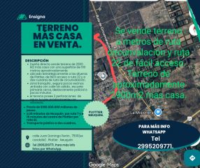 Se vende terreno con casa ubicado a las afueras de Pottier de 2900 m2 . (180.000 uss)