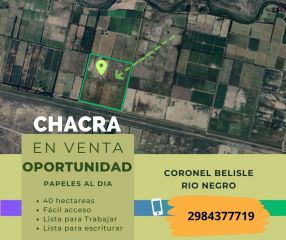 Se vende Chacra en CORONEL BELISLE