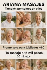 ARIANA MASAJES : PLAN MENSUAL DE MASAJES, 45 MINUTOS O Masajes DE 90 minutos. Promo jubilad@s. TERAPIA CANABICA Y MUCHO MAS