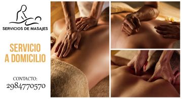 Servicios de masajes a domicilio, se lleva camilla, cremas y aceite para el cuerpo.