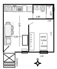 Alquiler Dpto interno amoblado 1 persona