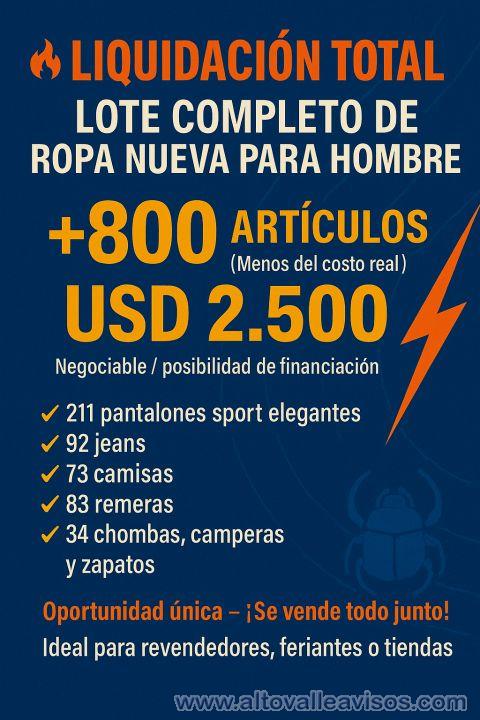 VENTA LOTE COMPLETO INDUMENTARIA NUEVA ⚠️ USD 2500 ⚠️